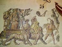 representación de un cortejo báquico en un mosaico de Caesaragusta (Zaragoza). Instituto Alavés de Arqueología