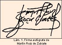 Firma autgrafa de Martn Ruiz de Zubiate
