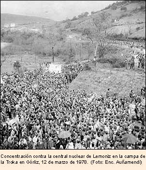 Concentración contra la central nuclear de Lemoniz en la campa de la Troka en Górliz, 12 de marzo de 1978