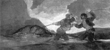 Fig. 5. El famoso lienzo de Goya "Riña de garrotazos". Museo del Prado de Madrid.