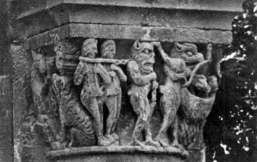 Demonio medieval cristiano. Capitel del palacio real de Estella. 