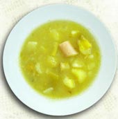 Porrusalda con bacalao.