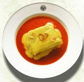 Bacalao al pil-pil sobre lecho de vizcaina. (Foto:www.gastronomiavasca.net)