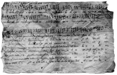 Partitura de un villancico con texto euskérico de 1705