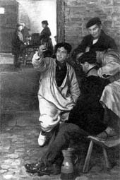 La taberna, óleo obra de Javier Ciga Echandi hacia 1915