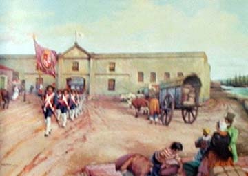 Apostadero de Montevideo. Pintura ubicada en el Centro de Estudios Históricos navales y marítimos