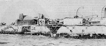 Restos del crucero Oquendo tras la batalla de Santiago de Cuba