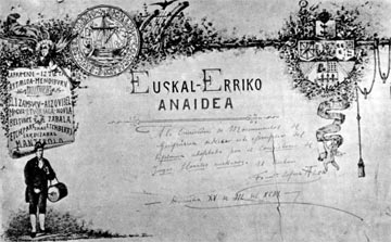 Diploma del consistorio de juegos florales euskaros