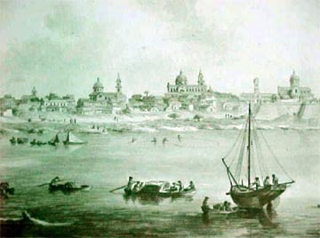 Vista de Buenos Aires antiguo desde el río