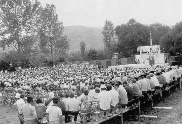 Allande d'Oihenart pastoralaren irudikapenaren detailea Muskildin (Zuberoa). 1985ko uztaila