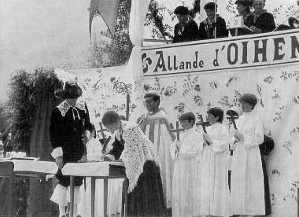 Allande d'Oihenart pastoralaren irudikapenaren detailea Muskildin (Zuberoa). 1985ko uztaila