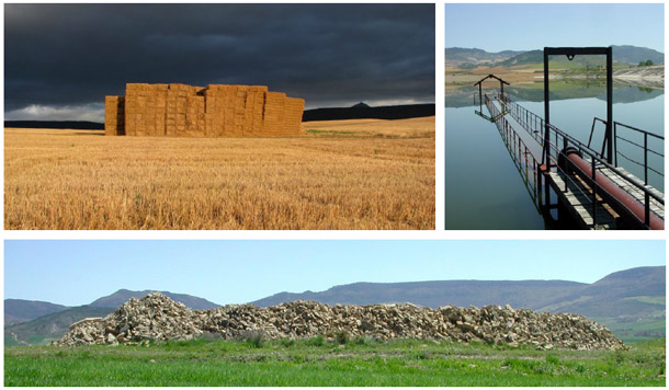 Esculturas anónimas y elementos de arte medioambiental encontrado, en los alrededores de Ezkoriz