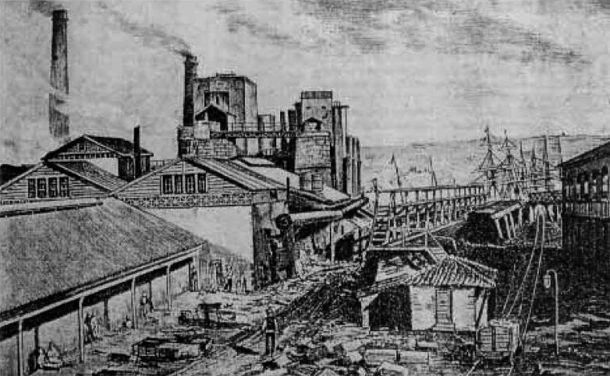 F?brica de Nuestra Se?ora del Carmen, en el Desierto (Barakaldo, Bizkaia), seg?n grabado de 1882